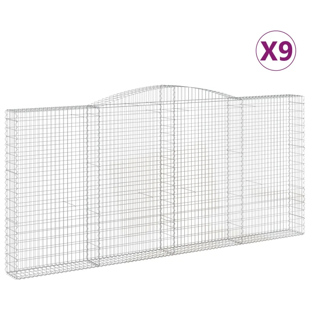 Cesti Gabbioni ad Arco 9 pz 400x30x180/200 cm Ferro Zincato 3146925