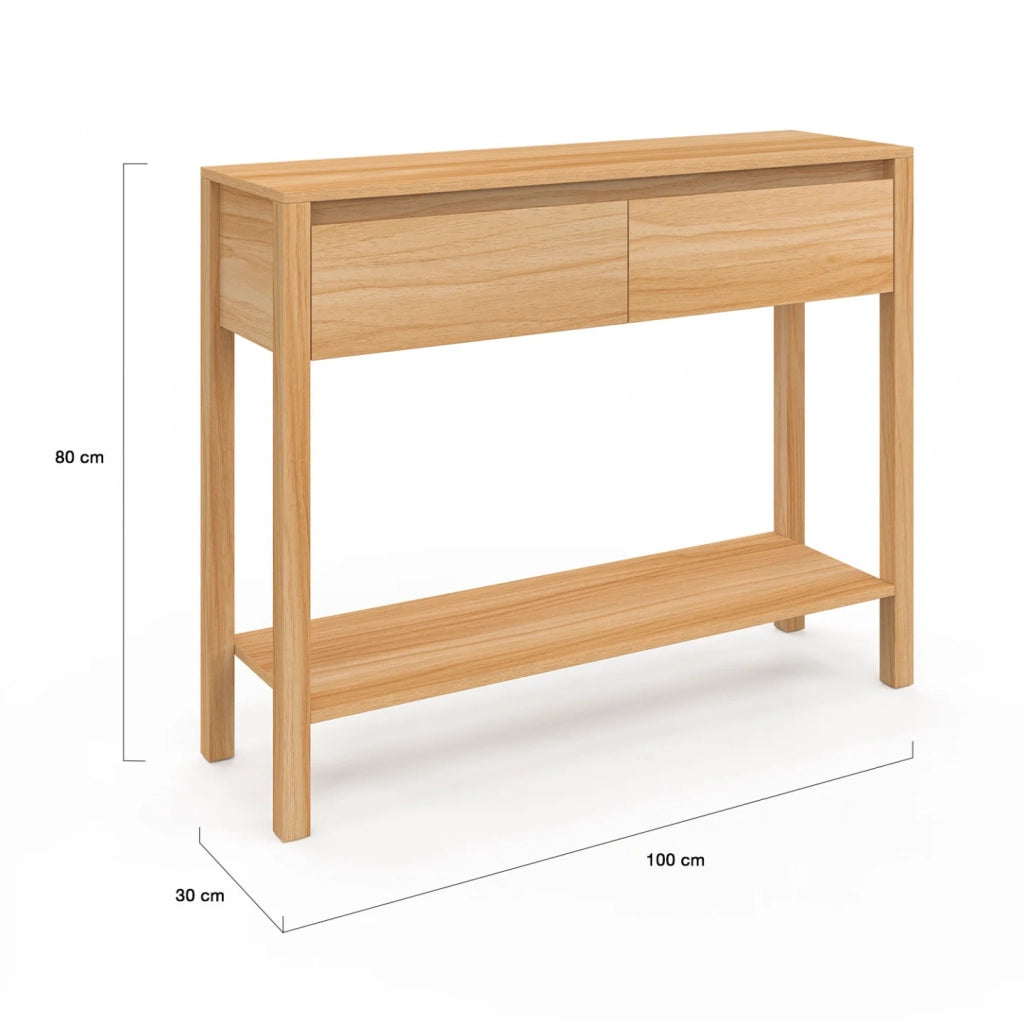 IDMarket - Consolle a 2 cassetti TOSCANE con 1 ripiano effetto teak