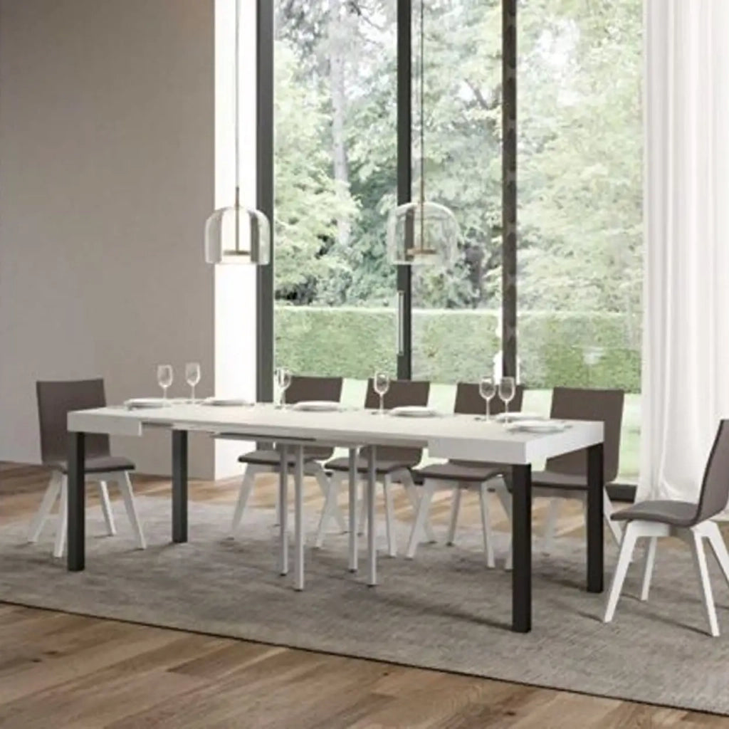 Tavolo allungabile 90/246x90 cm Everyday colore bianco frassino gambe antracite
