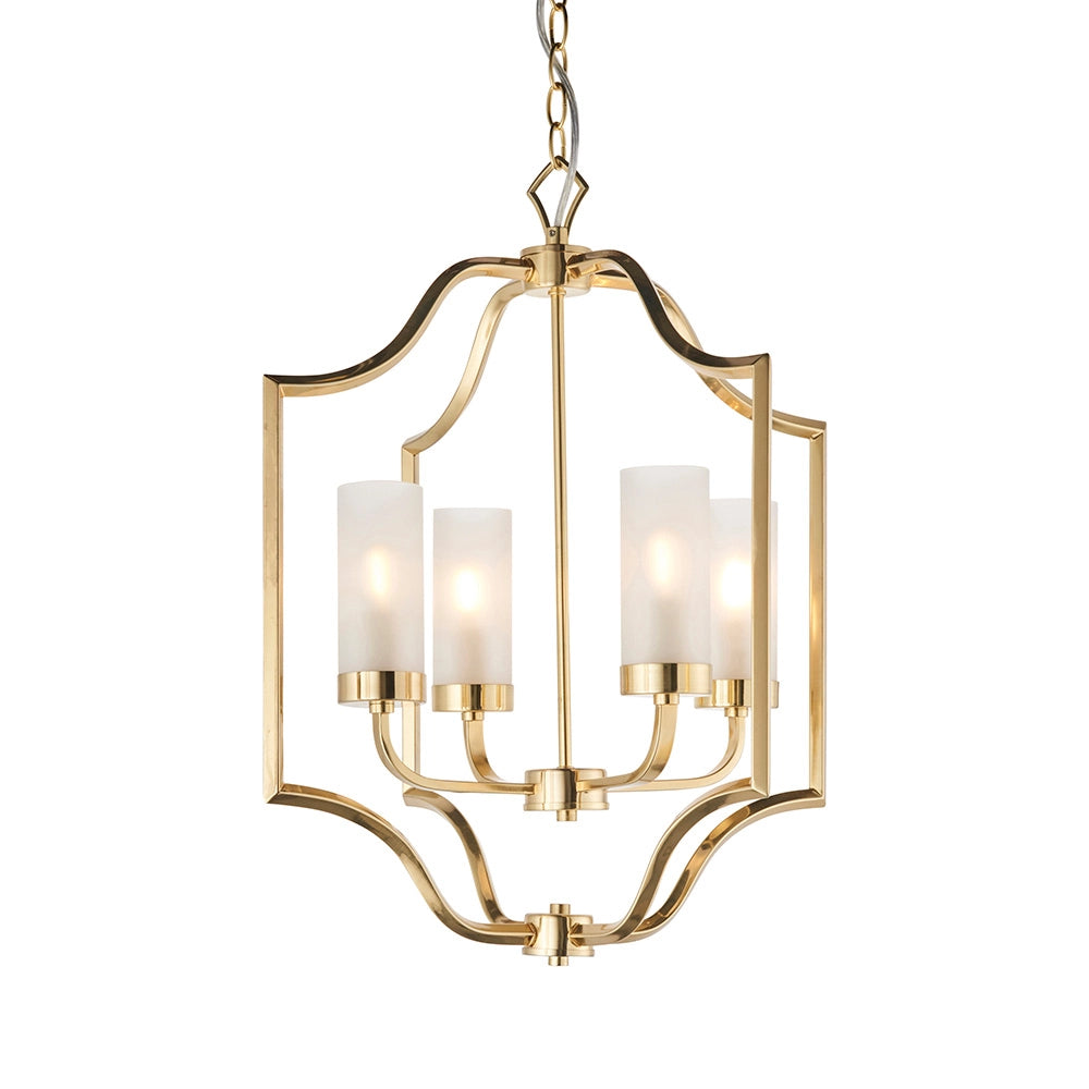Lampadario vintage ottone satinato 4xE14 Endon Edrea