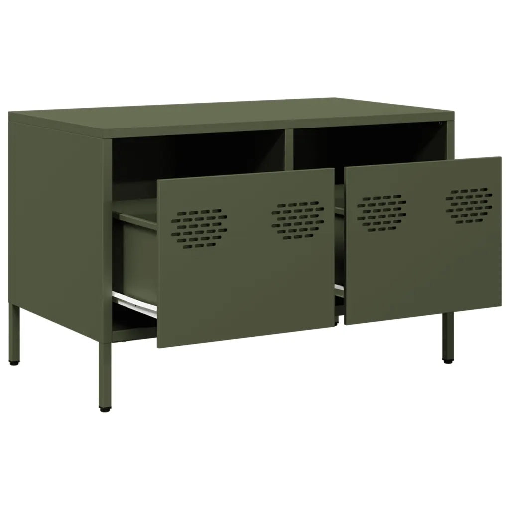 Mobile TV Verde Oliva 68x39x43,5cm in Acciaio Laminato a Freddo 851236