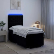 Letto box spring con materasso Nero 90 x 200 cm Velluto 3455038