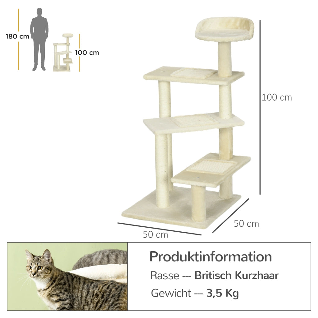 Tiragraffi per gatti con piattaforma ¨C zephmum ¨C 100 cm beige