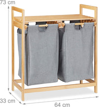 Cesto Porta Biancheria in Legno Bambù 2 Cesti in Tessuto con Mensola Superiore