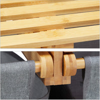 Cesto Porta Biancheria in Legno Bambù 2 Cesti in Tessuto con Mensola Superiore