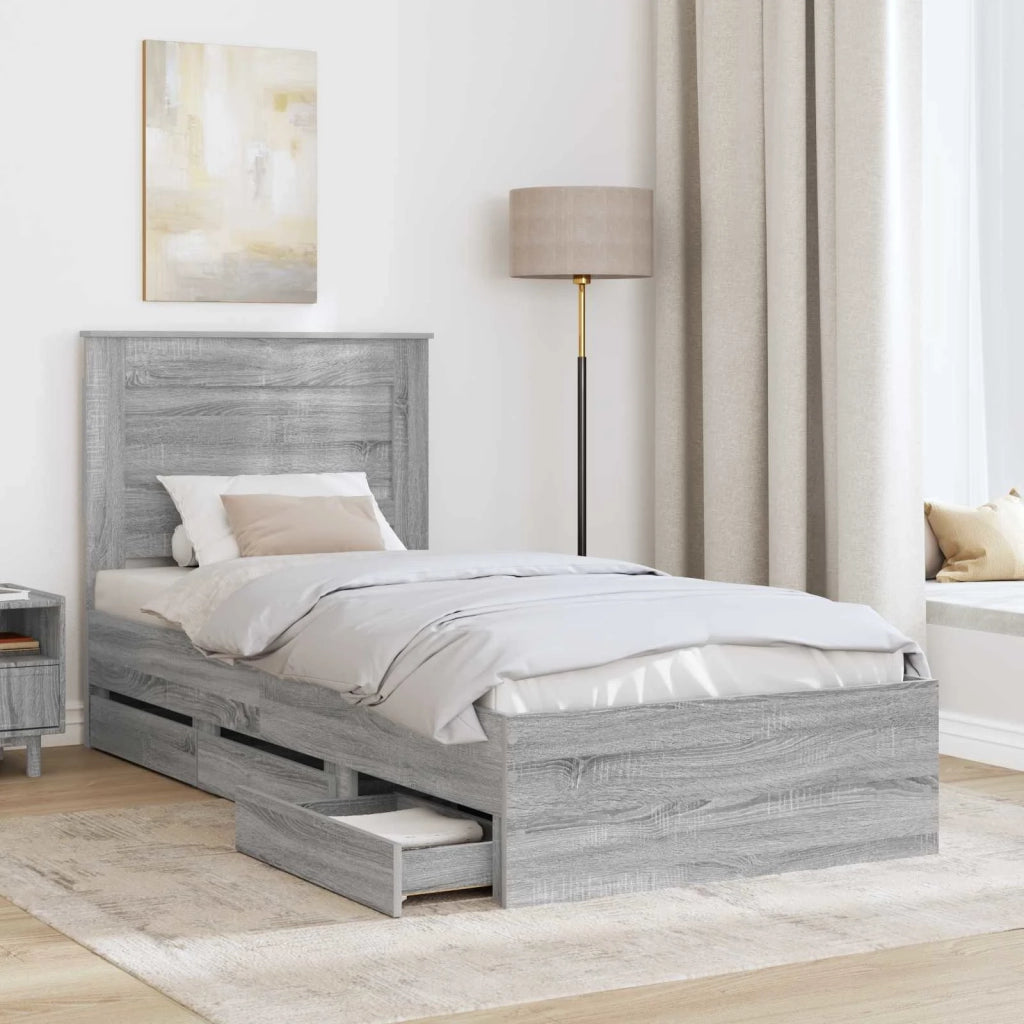 Struttura del letto con cassetto Grigio Sonoma 100 x 200 cm