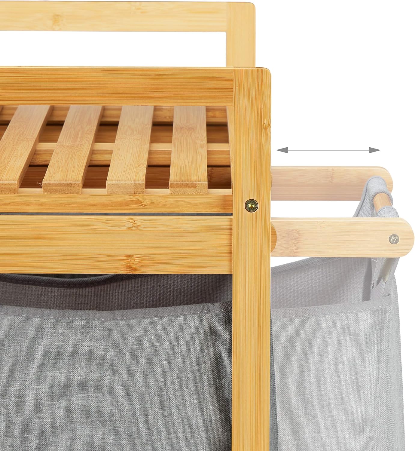 Cesto Porta Biancheria in Legno Bambù 2 Cesti in Tessuto con Mensola Superiore