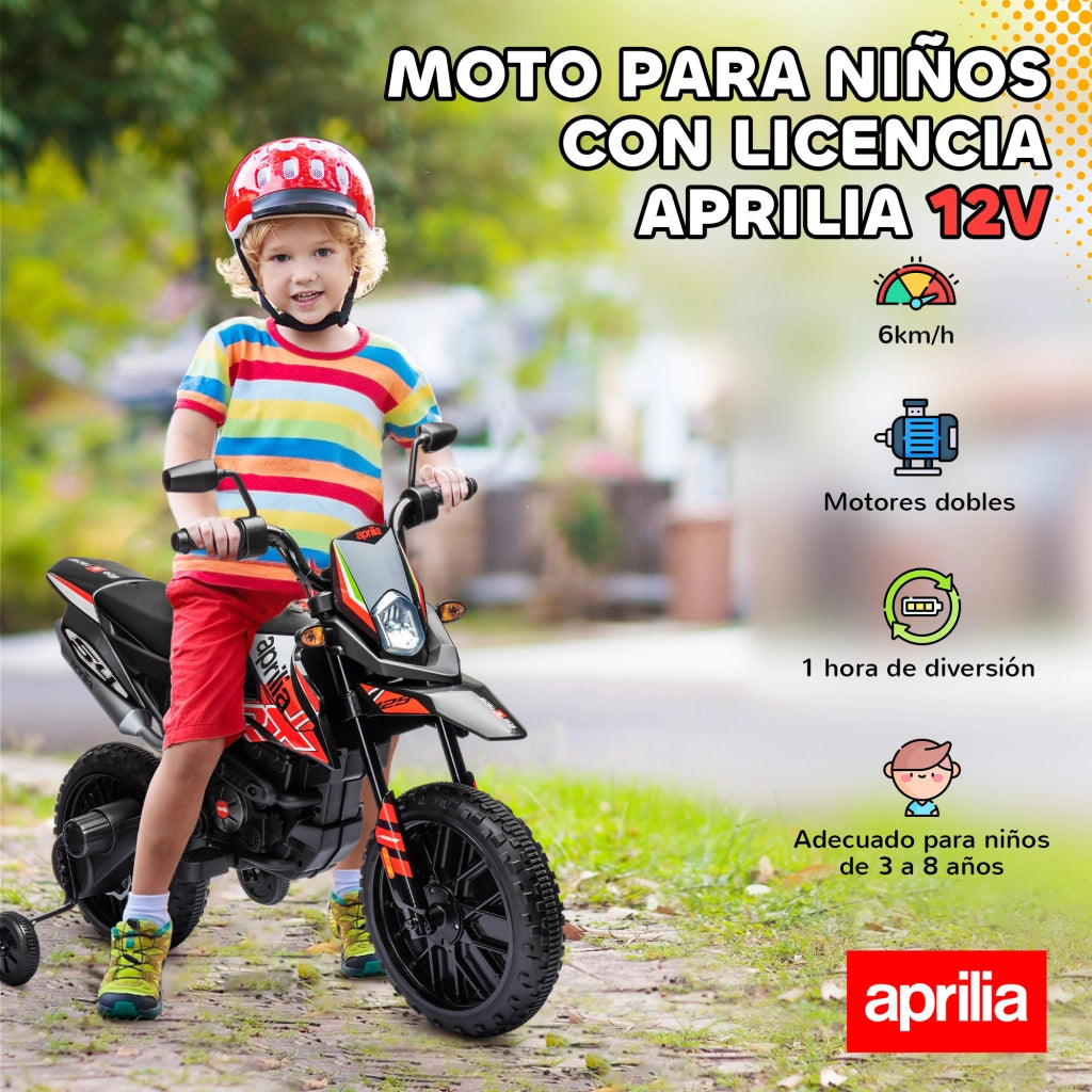 Moto Elettrica per Bambini 12V ¨C zephmum ¨C Rosso con Ruote Laterali