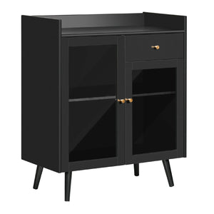 Mobile 2 Ante Ripiano Regolabile e Spazi Aperti in Legno MDF 80x40x94.3cm Nero