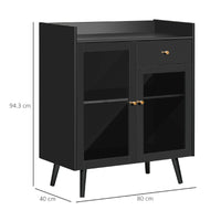 Mobile 2 Ante Ripiano Regolabile e Spazi Aperti in Legno MDF 80x40x94.3cm Nero