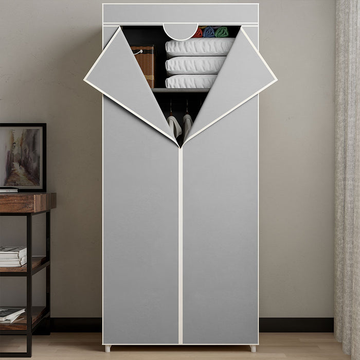 Armadio in Tessuto TNT Guardaroba Appendiabiti con Ripiano 70x46H160 cm Grigio