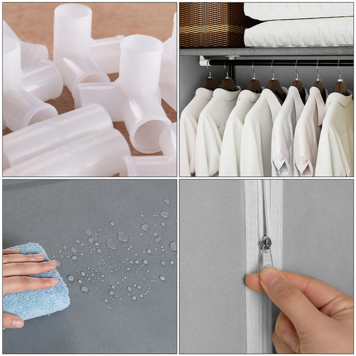 Armadio in Tessuto TNT Guardaroba Appendiabiti con Ripiano 70x46H160 cm Grigio