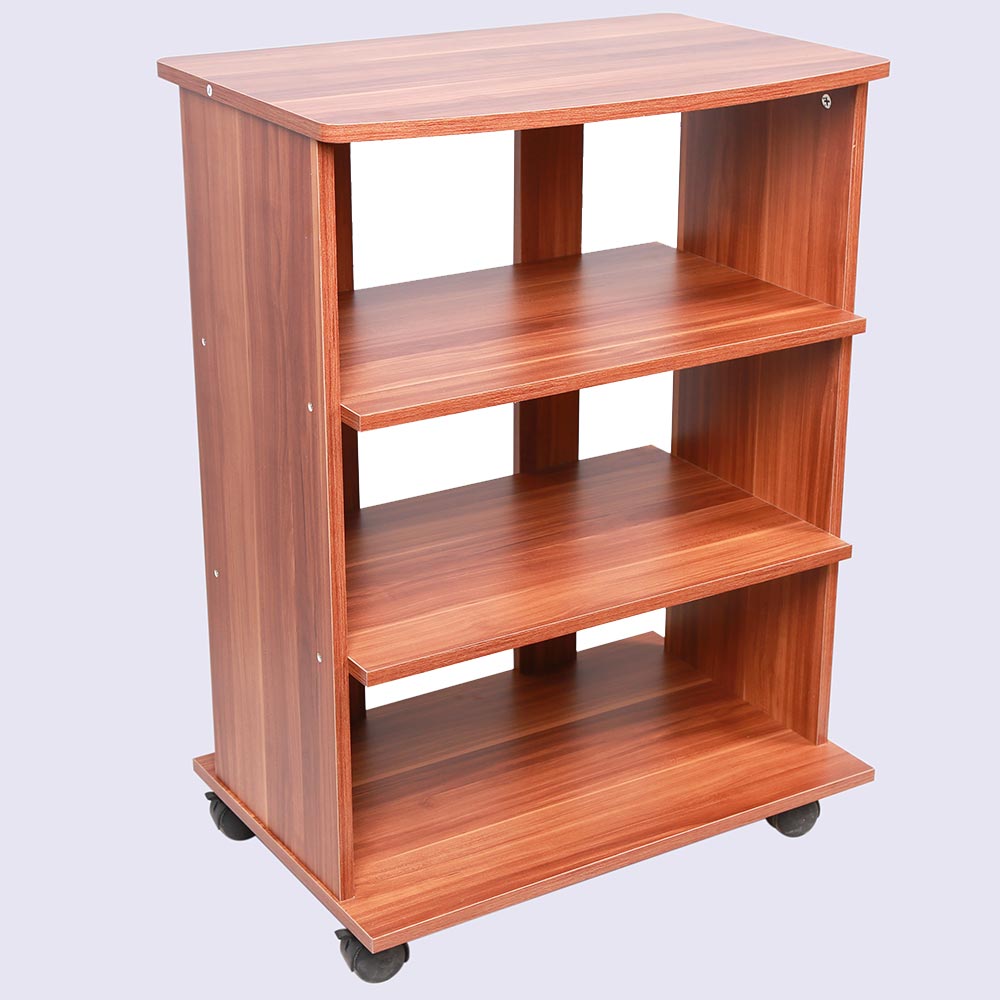 Mobile Multiuso in Legno Nobilitato 3 Ripiani e 4 Ruote Ciliegio 60x45 H80cm