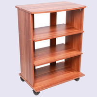 Mobile Multiuso in Legno Nobilitato 3 Ripiani e 4 Ruote Ciliegio 60x45 H80cm