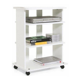 Mobile Multiuso in Legno Nobilitato 3 Ripiani e 4 Ruote Bianco 60x45 H80cm