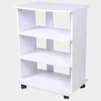 Mobile Multiuso in Legno Nobilitato 3 Ripiani e 4 Ruote Bianco 60x45 H80cm