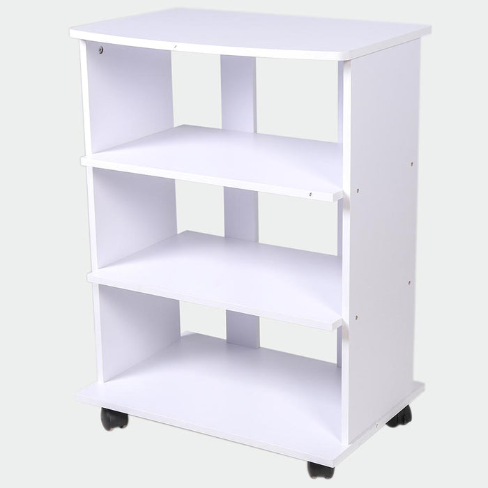 Mobile Multiuso in Legno Nobilitato 3 Ripiani e 4 Ruote Bianco 60x45 H80cm