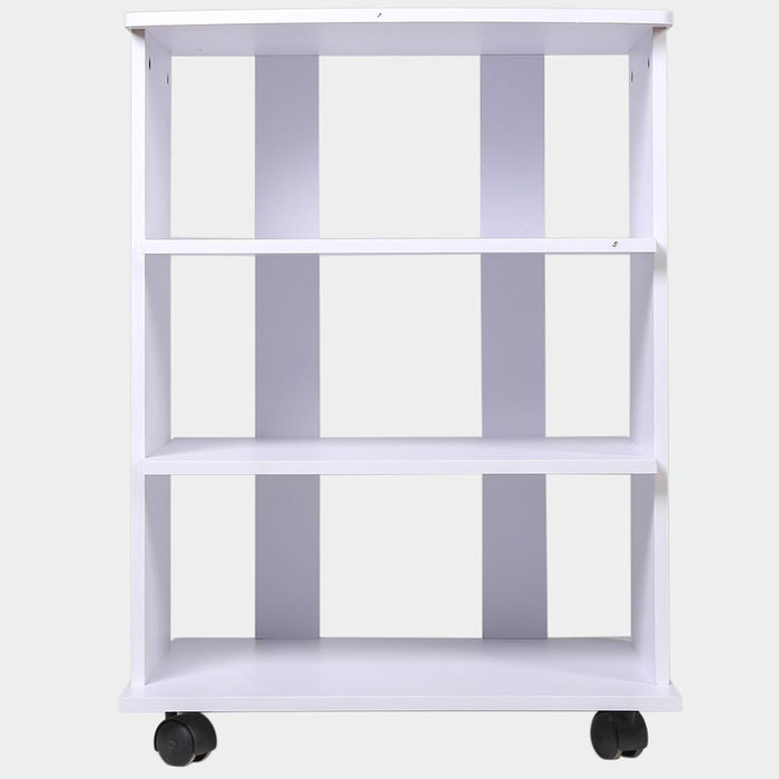 Mobile Multiuso in Legno Nobilitato 3 Ripiani e 4 Ruote Bianco 60x45 H80cm