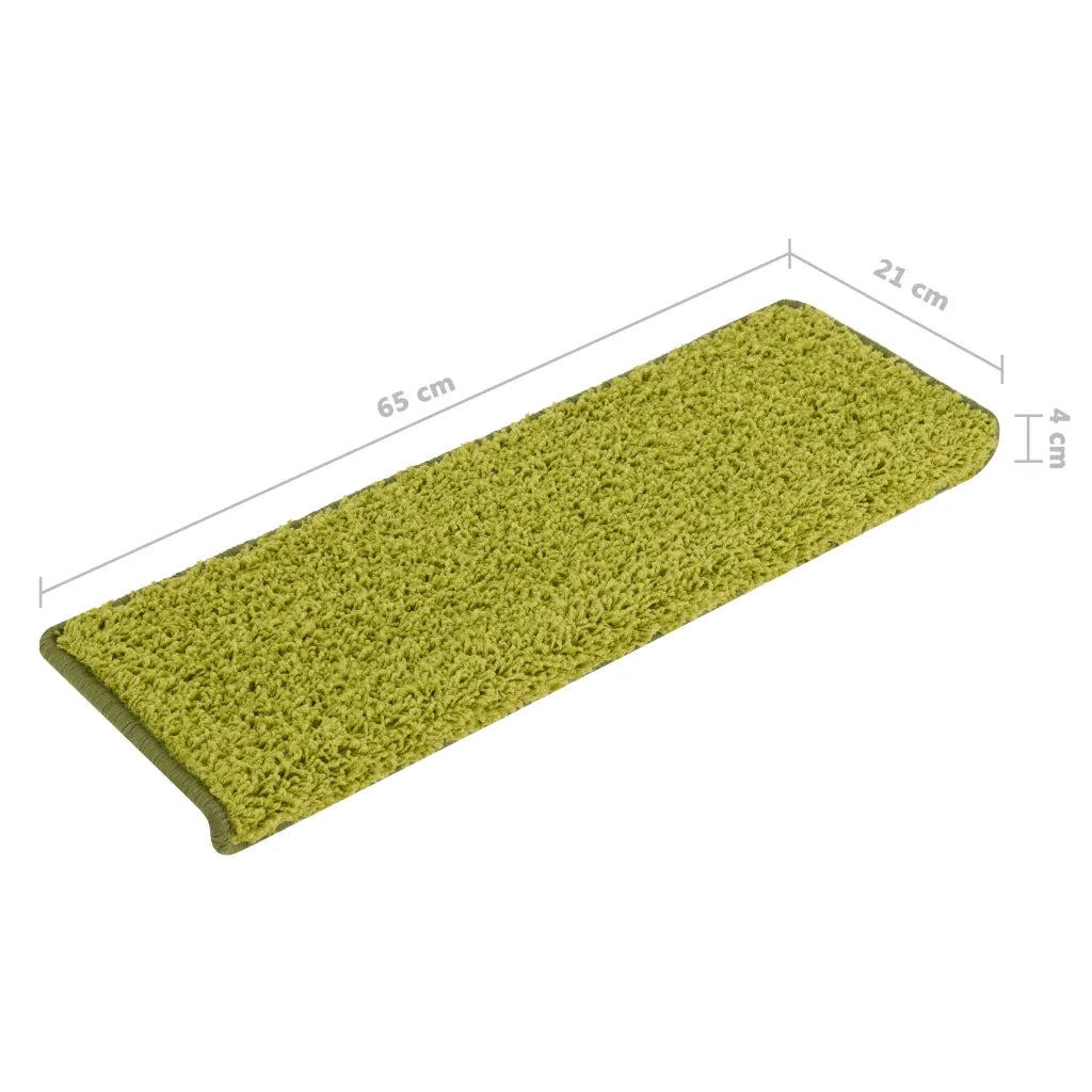 Tappetini per scale 15 pz 65x21x4 cm Verde Bordo rettangolare 326204