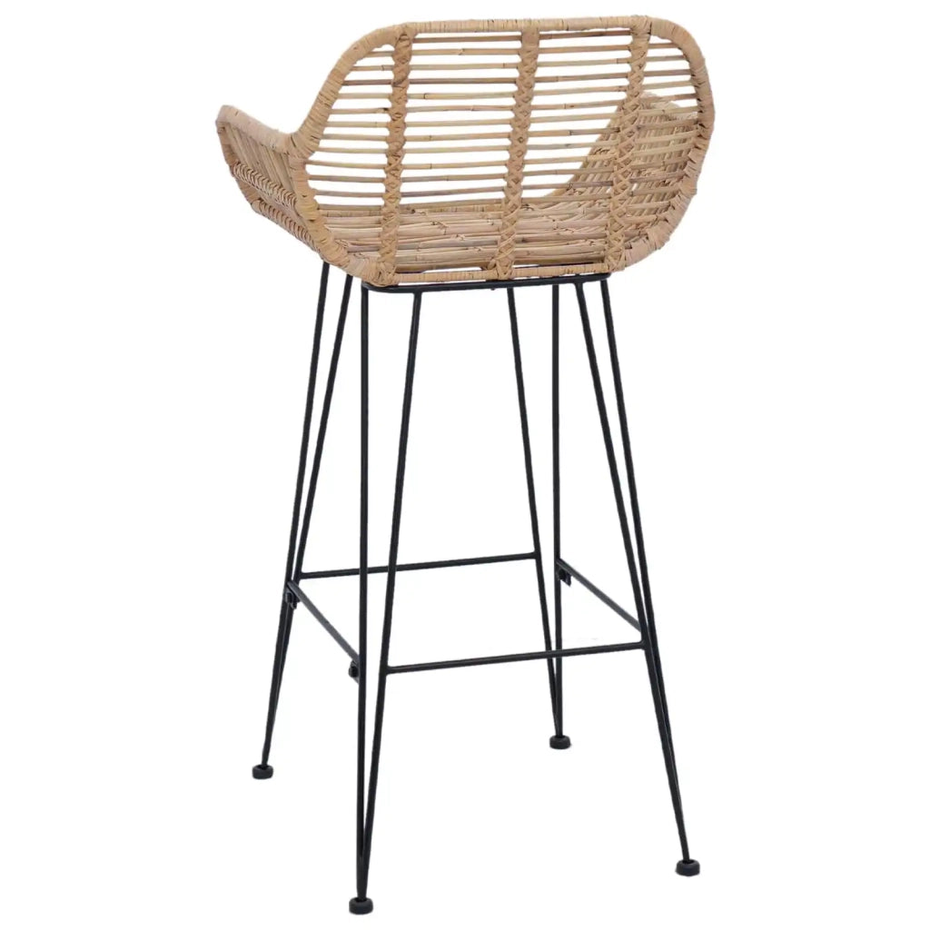Sedia da Bar 2 pcs Naturale 55 x 52 x 92 cm Rattan e Ferro 42011552