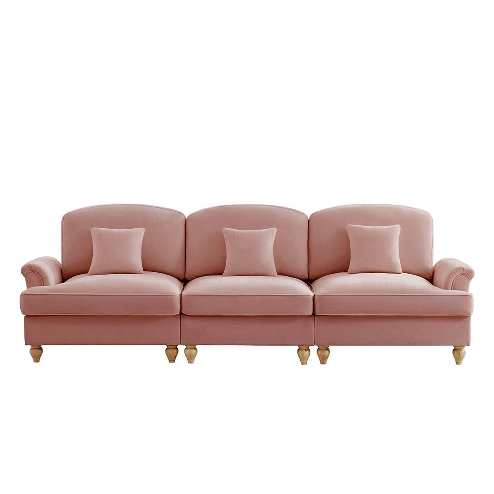 Divano 3 posti classico - Xylo - Stile mid-century, chenille, rosa