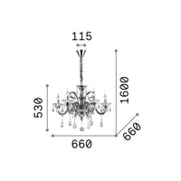 Lampadario Classico Colossal Metallo-Cristallo Trasparente 6 Luci E14