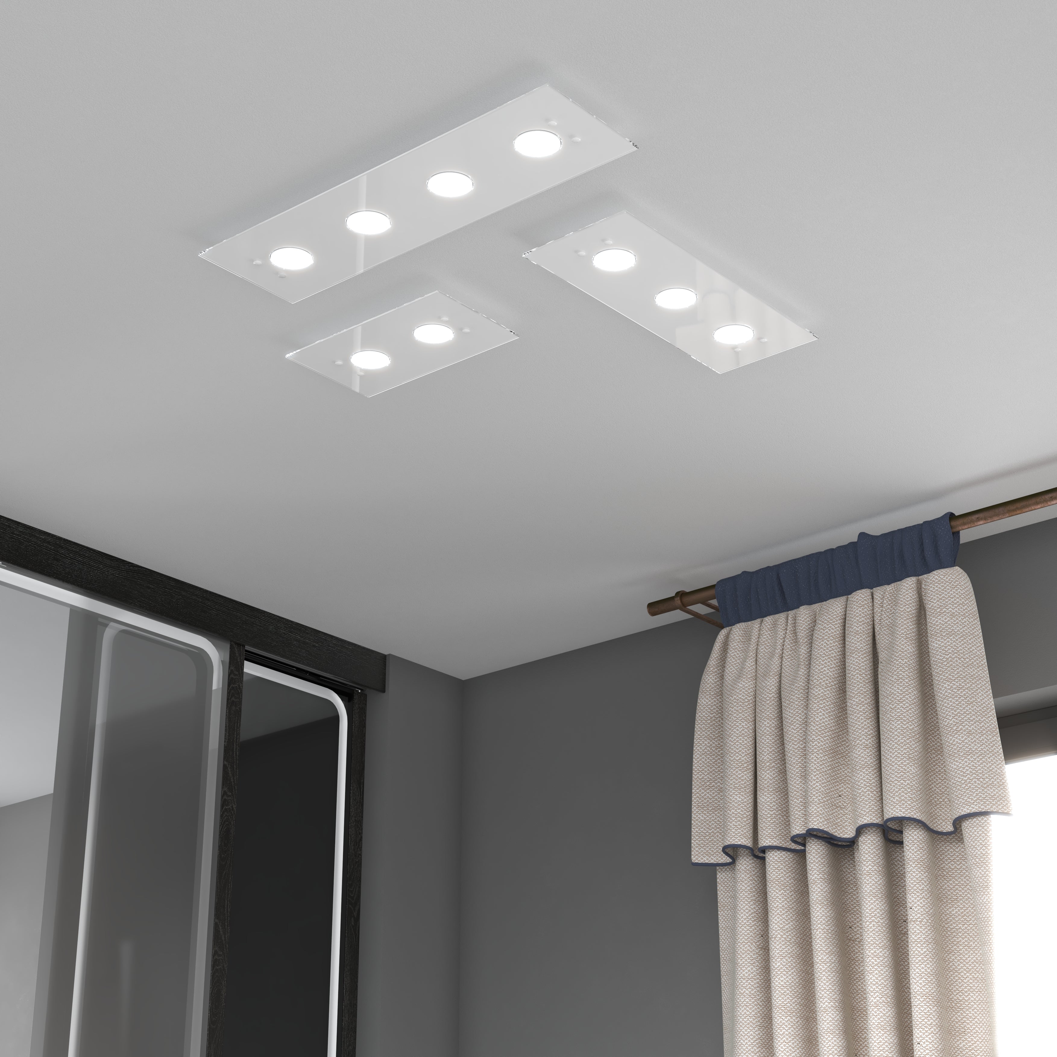 Toplight Plafoniera da soffitto rettangolare 4 luci Path con attacco GX53, struttura colore bianco, design moderno 80x20x3cm