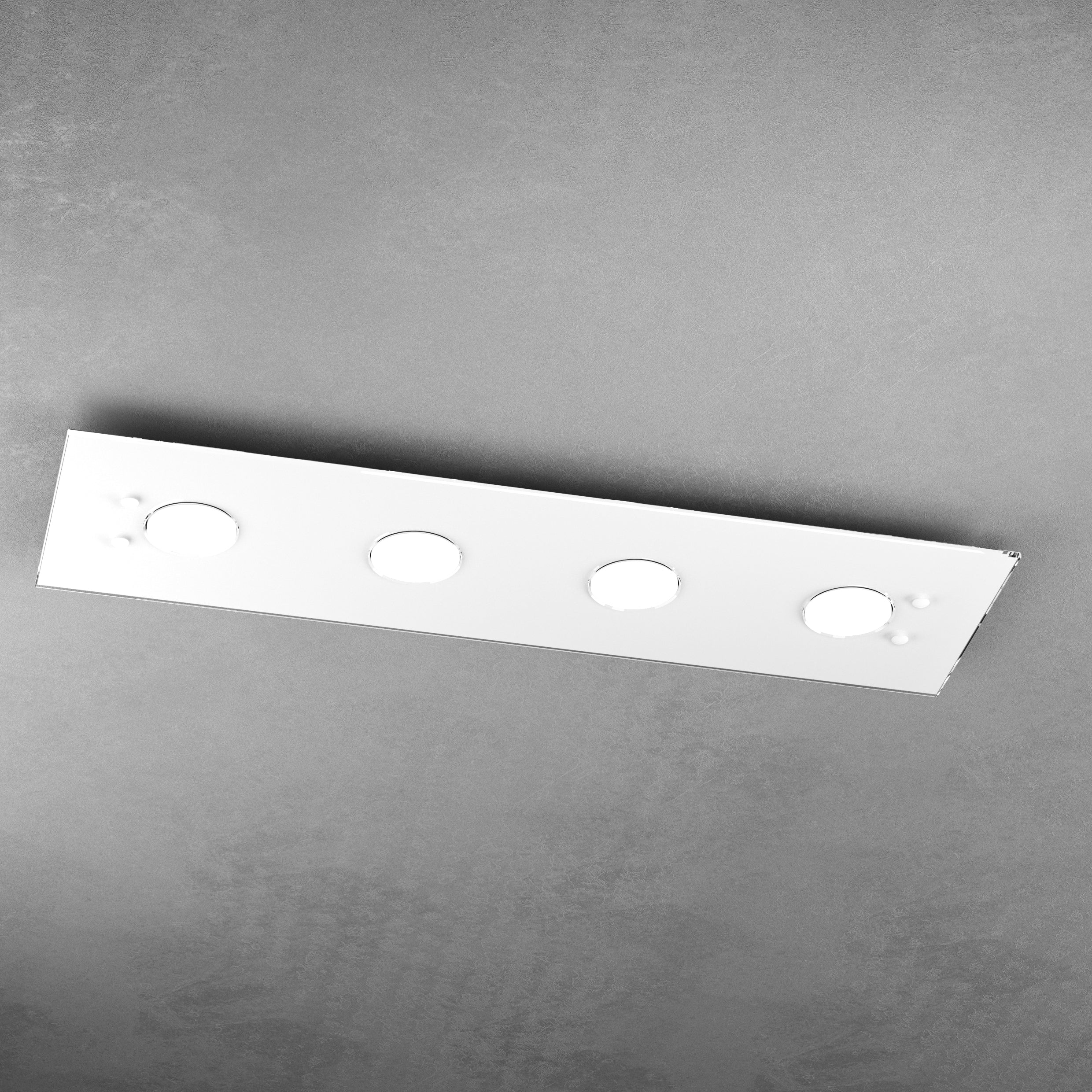 Toplight Plafoniera da soffitto rettangolare 4 luci Path con attacco GX53, struttura colore bianco, design moderno 80x20x3cm