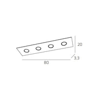 Toplight Plafoniera da soffitto rettangolare 4 luci Path con attacco GX53, struttura colore bianco, design moderno 80x20x3cm