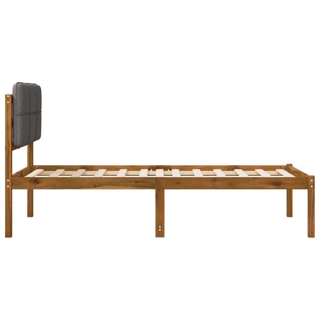 Letto con Testiera Rivestita Naturale e Grigio Chiaro 904437