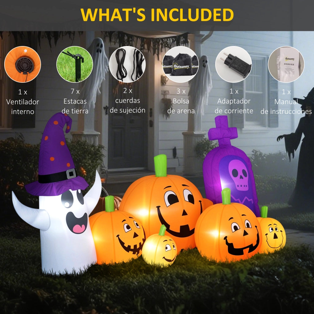Zucca Inflatable Fantasma Lapide con Luci LED IP44 ¨C zephmum ¨C 240x130x130 cm Multicolor