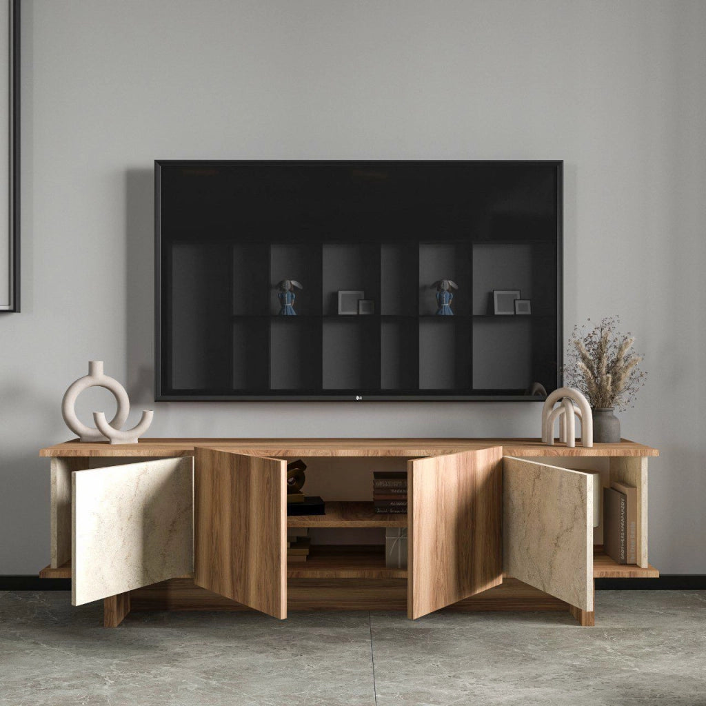 Porta TV in legno "Diana" 180 x 33 x 50 cm - Travertino