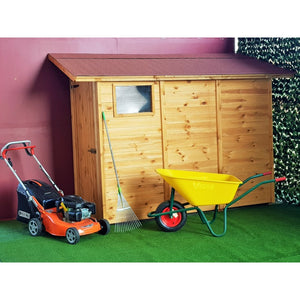 Casetta da Giardino in Legno di Pino da Esterno  con Pavimento, Ricovero Attrezzi, ADDOSSATA Doghe spessore 19mm - Articolo A324/1  - 100021