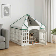 Pannello per cani a 4 sezioni con tetto Bianco 88 x 58 cm 42027220