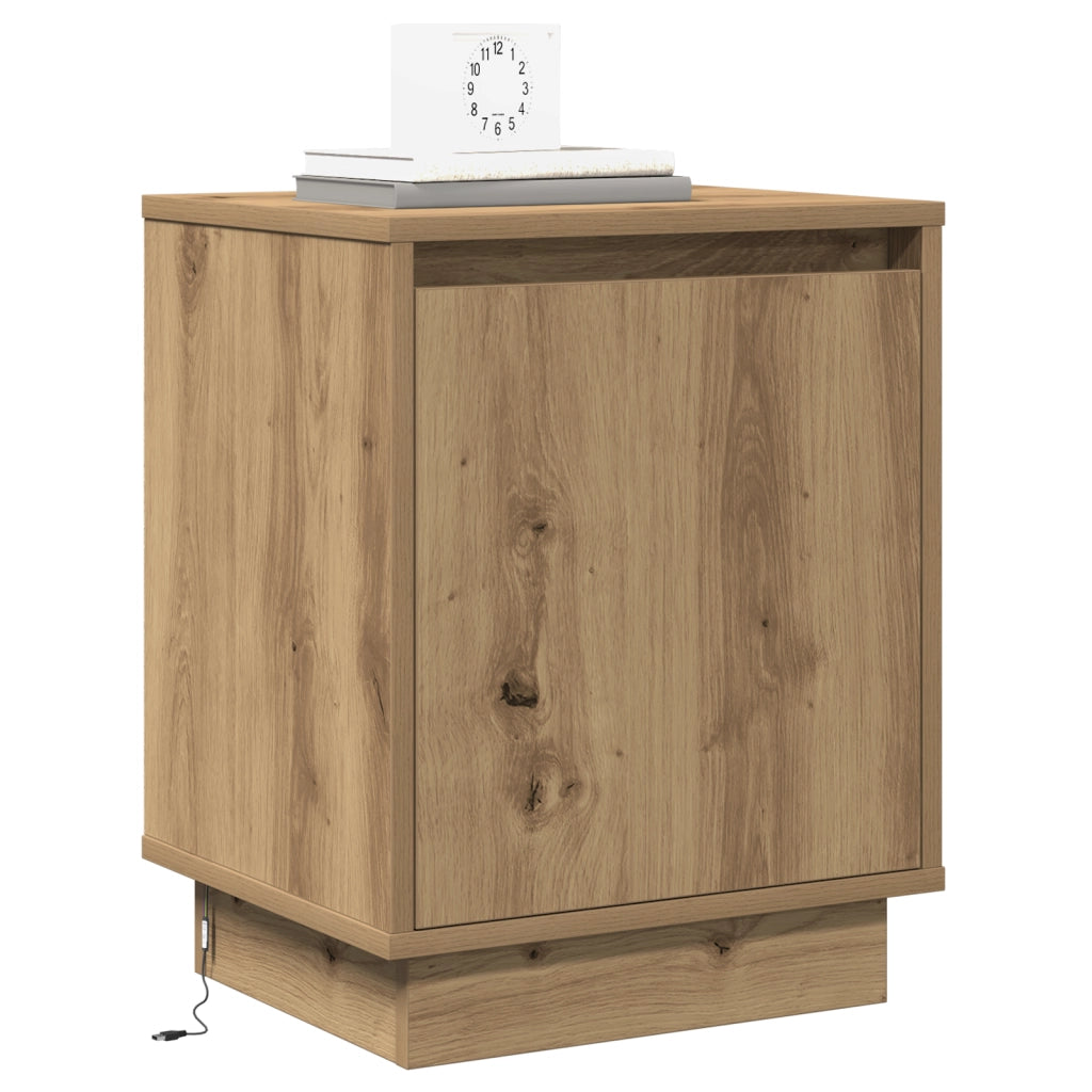 Comodini con Luci LED 2 pezzi Rovere Artisan 39x34,5x50 cm