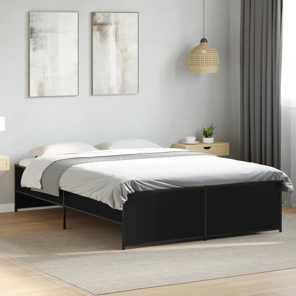 Giroletto Nero 135x190 cm in Legno Multistrato e Metallo 3279902