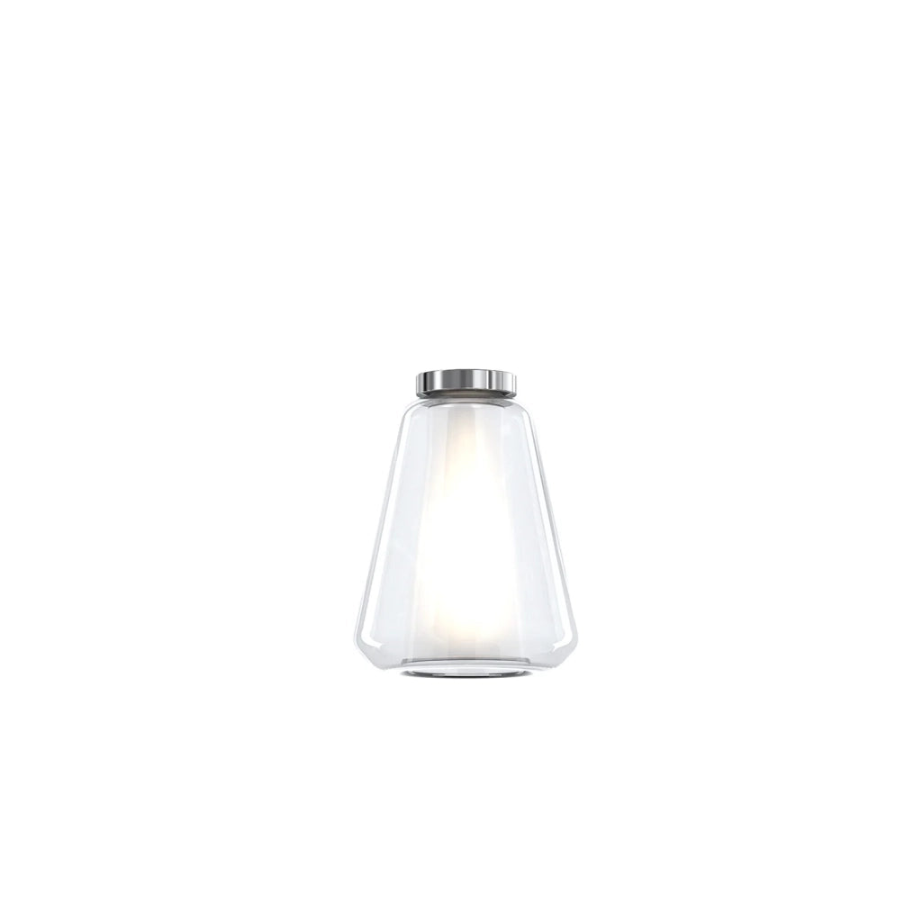 Plafoniera Contemporanea Double Skin Gamma Metallo Cromo Vetro Trasp. 1 Luce E27