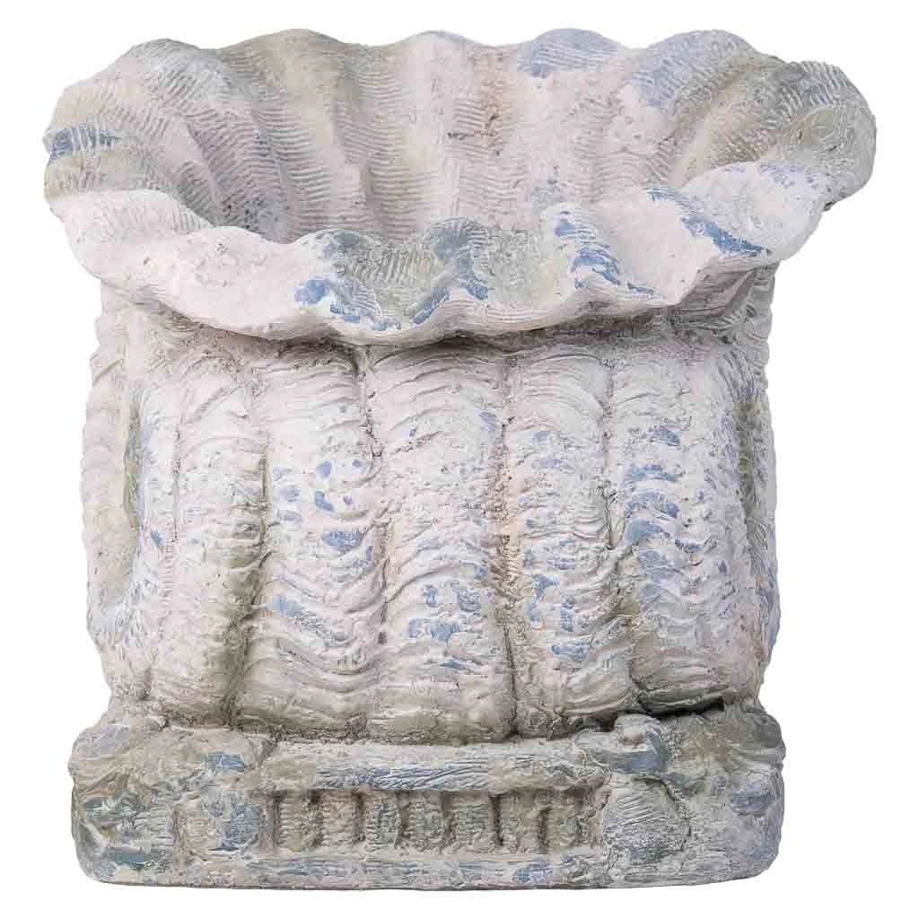 Fioriera a conchiglia color pietra, 65x37x32h cm