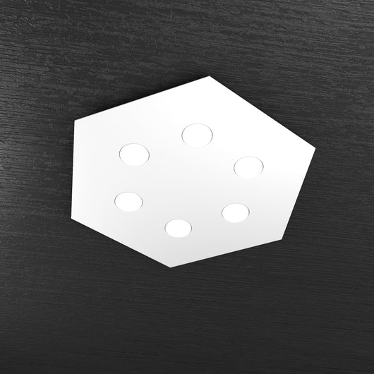 Toplight Plafoniera da soffitto esagonale Hexagon 6 luci max 9W con attacco GX53, struttura colore bianca, design moderno 60x69x3cm