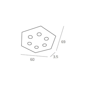 Toplight Plafoniera da soffitto esagonale Hexagon 6 luci max 9W con attacco GX53, struttura colore grigio, design moderno 60x69x3cm