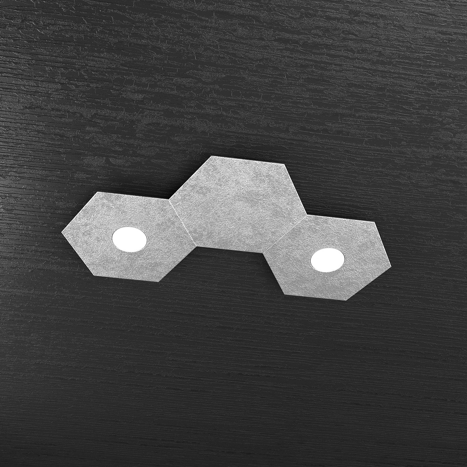 Applique Industrial-Minimal Hexagon Metallo Foglia Argento 2 Luci Gx53