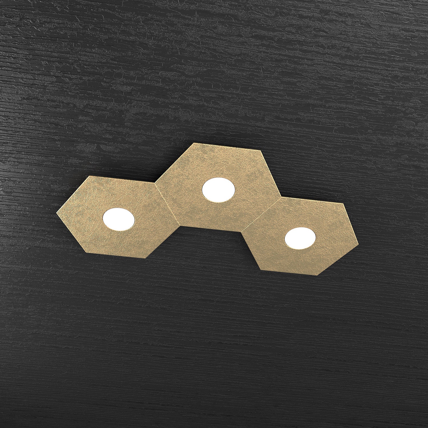 Applique Industrial-Minimal Hexagon Metallo Foglia Oro 3 Luci Gx53
