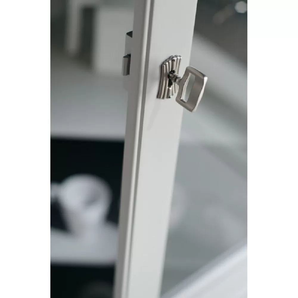 Vetrina angolo shabby in legno massello 1 porta laccato bianco l.75 p.75 h.215 - Mobili 2G