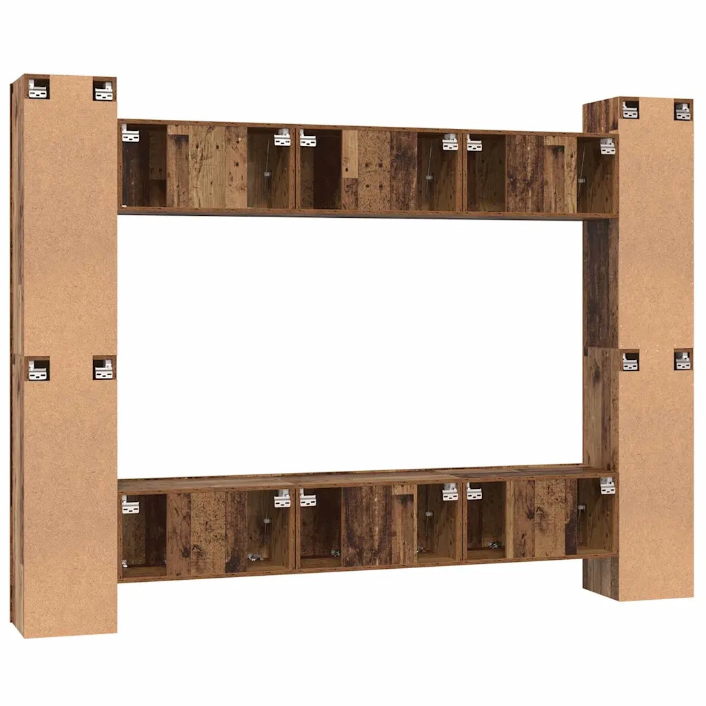 vidaXL Set mobile TV 10 pcs Legno vecchio 30.5 x 30 x 90 cm