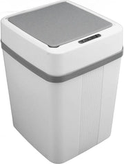 Contenitore per rifiuti con coperchio - Sensore di rifiuti - Smaltimento di rifiuti senza contatto - Sensore di movimento automatico - 12 litri - Bianco
