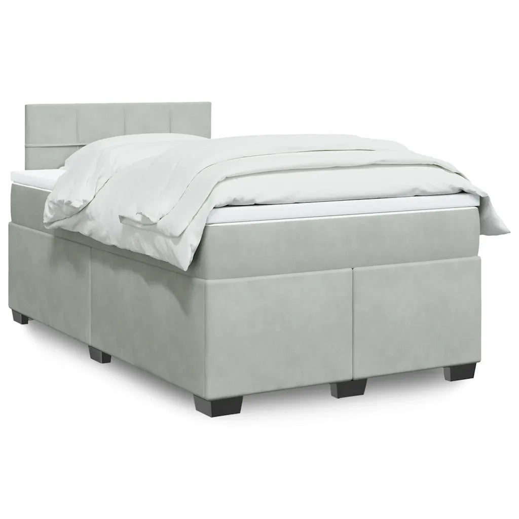 vidaXL Giroletto a Molle con Materasso Grigio Chiaro 120x190cm Velluto