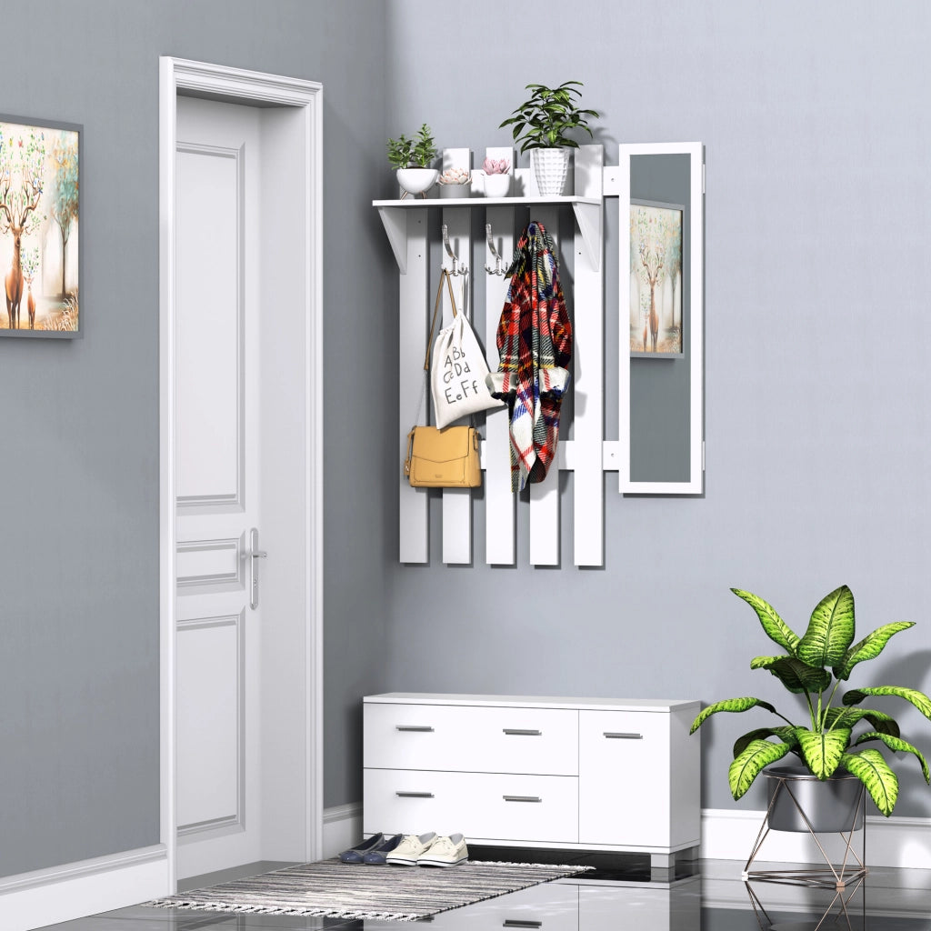Appendiabiti con Specchio e Scarpiera ¨C Zephmum ¨C Bianco 80x30x180