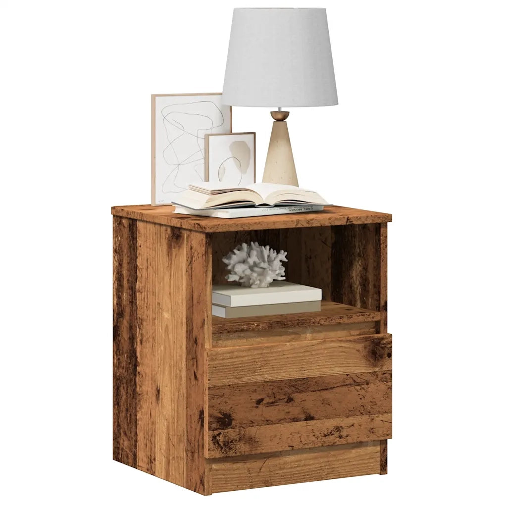 Comodini 2 pz-Set di 2 Tavolino da notte Legno Antico 40x40x50 cm in Legno Multistrato