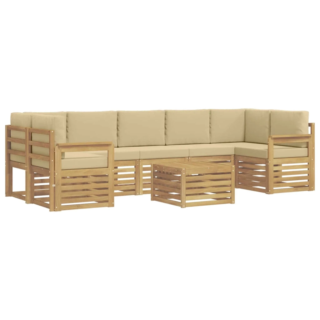 Set di divani da esterno 8 pcs Bianco e Beige Poliestere
