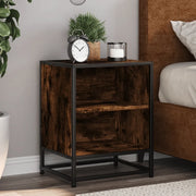 Comodino Rovere Fumo 40x31x50 cm Legno Multistrato e Metallo 848703